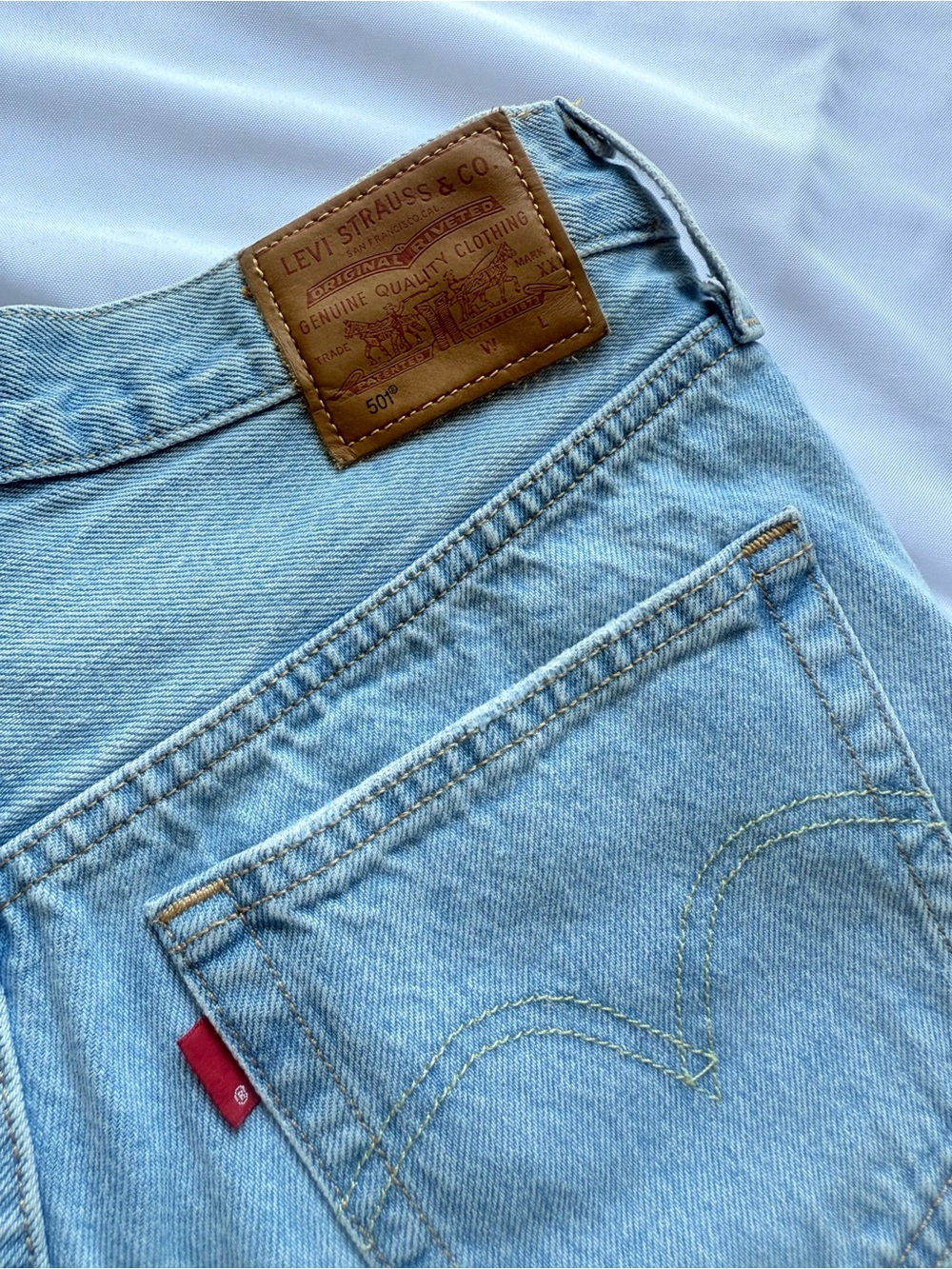 Levi’s 501 Button Fly Cotton High Rise Denim Shorts Size 28 - Picture 8 of 13